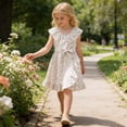 thumbnail image 5 of Gelikeya Girls Floral Dress Ruffle A-Line Toddler Summer Sleeveless Casual Dresses Fashion Cute Z02 White, 4-5 Years, 5 of 8