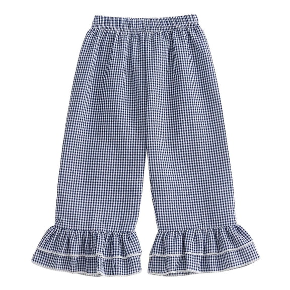 Toddler Baby Girls Elastic Waist Wide Leg Pants Kids Checkered Plaid Casual Home Pants