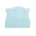 thumbnail image 3 of Baby Knit Beanie Cat Ear, Toddler Newborn Winter Warm Cute Ears Love Heart Embroidered Infants Cap, Sky Blue 6-36 Months, 3 of 8