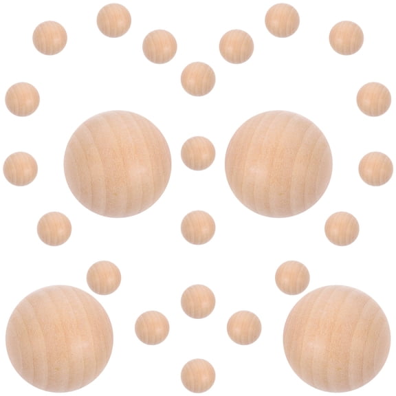 Beaupretty 30Pcs Round Wooden Ball Beads Light Brown Natural Lotus Wood for Jewelry Making DIY
