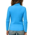 thumbnail image 3 of Nokdvo Sweaters for Women Trendy Knit Turtleneck Long Sleeve Solid Color Sweaters Fall Winter Casual Loose Ribbed Pullover Top,Sky Blue 2XL, 3 of 4