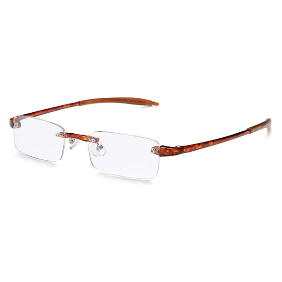 Visualites 1 Tortoise 2.25 Power Lightweight Rimless Rectangle Reading Glasses