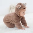 thumbnail image 3 of Adarl Winter Warm Newborn Baby Boy Girl Fleece Jumpsuit Hooded Romper Coat Outwear Light Brown 6-9 Months, 3 of 10