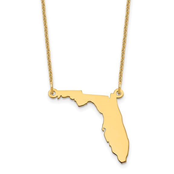 14K Yellow Gold Cable Necklace with Pendants Chain Florida State 18 inch