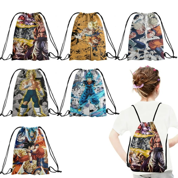 12 Pcs Dragonb-all Candy Drawstring Bag Drawstring Goodie Favor Bags for Boys and Girls Anime Birthday Party Decorations 27x34cm