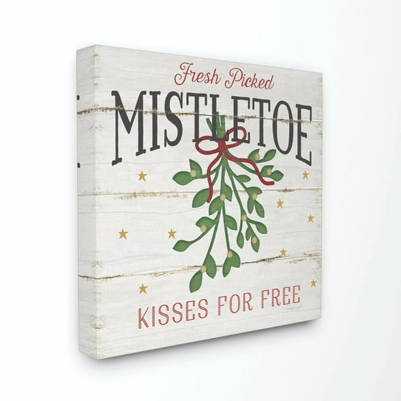 Stupell Industries Fresh Picked Mistletoe Holiday Christmas Word DesignCanvas Wall Art By Artist Jennifer Pugh