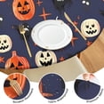 thumbnail image 4 of Dark Blue Pumpkin Ghost Halloween Pattern Round Fitted Tablecloth with Elastic Edge,Dining Table Cover Waterproof,Outdoor Round Tablecloth for Camping,Dining,Indoor and Outdoor, 4 of 7