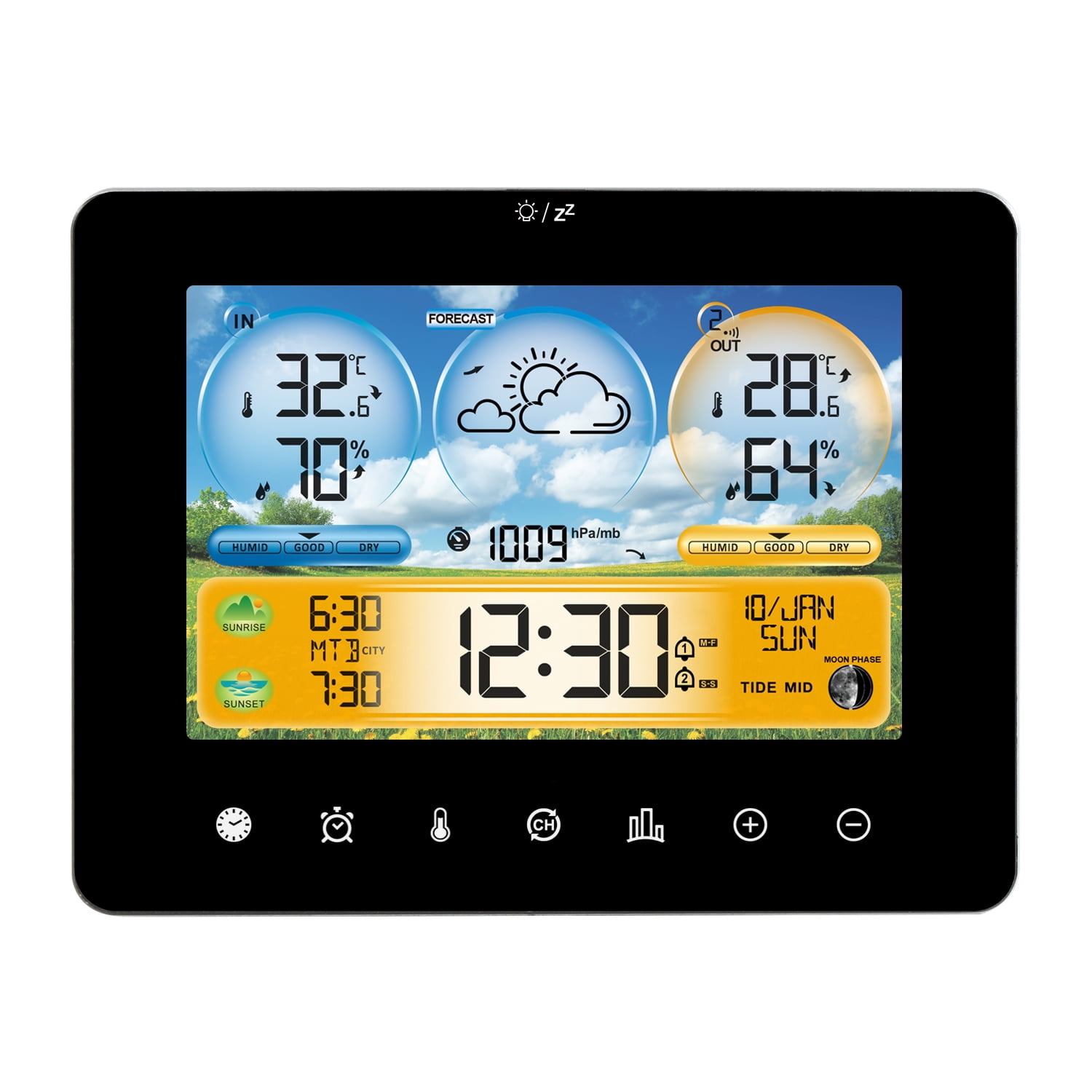 Hygrothermograph,Color Screen And Tide Time And Tide Weather Station Indoor With Remote Thermometer Station Sunset Time Sunrise Sunset Weather Thermometer Remote And With Sunrise