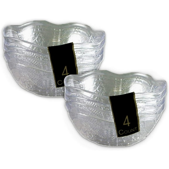 Decorative Plastic Bowl Set ~ 8 Crystal Cut Plastic Bowls | Clear Bowls Plastic | Plastic Bowls Bulks (Decorative Food Bowls) (8 Pack)