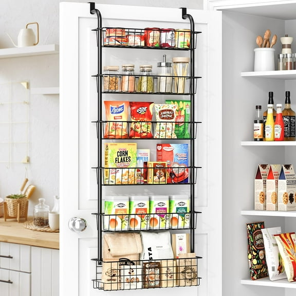 Over The Door Pantry Organizer Spice Rack: 6-Tier Metal over the Door Organizer - Pantry Organization and Storage - Hanging spice Rack Back Of Door Organizers