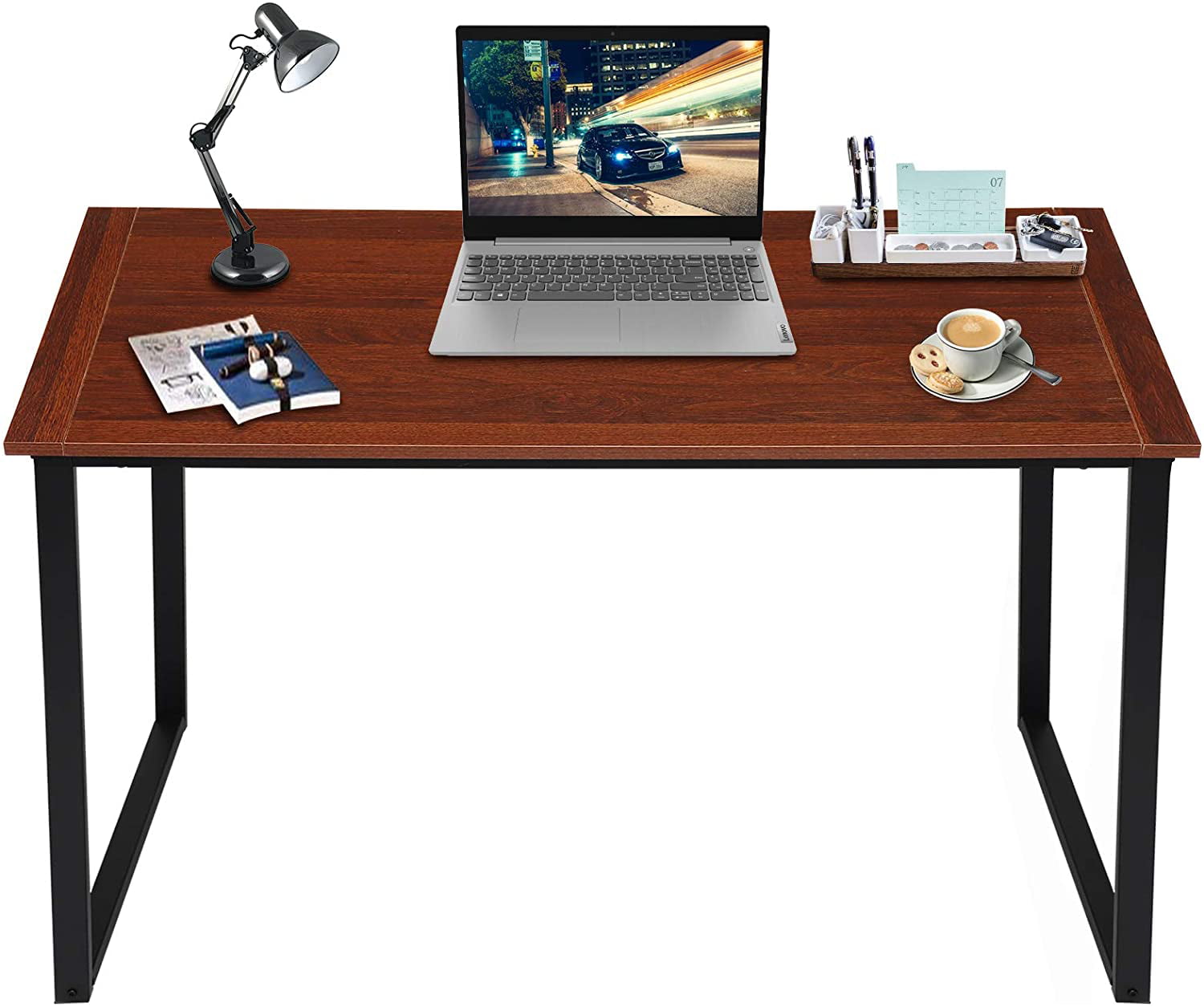Alecono Sturdy Writing Desk with Raised Edge and Metal Frame Easy Assemble Study Desk Perfect Home Office Writing Workstation Computer Desk Black 47 Black