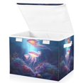 thumbnail image 2 of Iauyy Large Storage Box with Lid - Foldable Home Storage Bins for Clothes Toy Holiday Decor, Deep-sea Jellyfish (42*32*30cm), 2 of 6