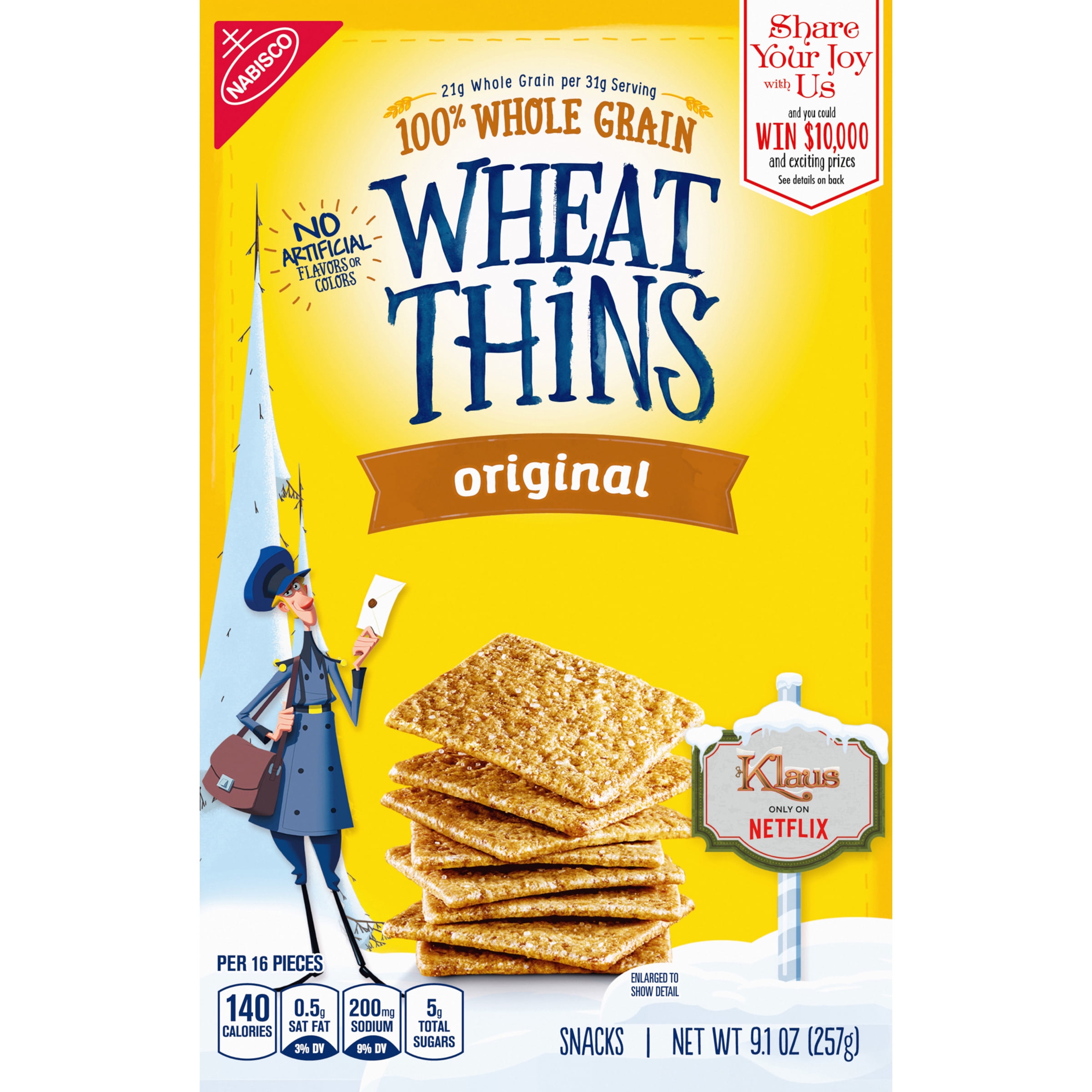 Nabisco Wheat Thins Original Snack Crackers, 9.1 Oz.