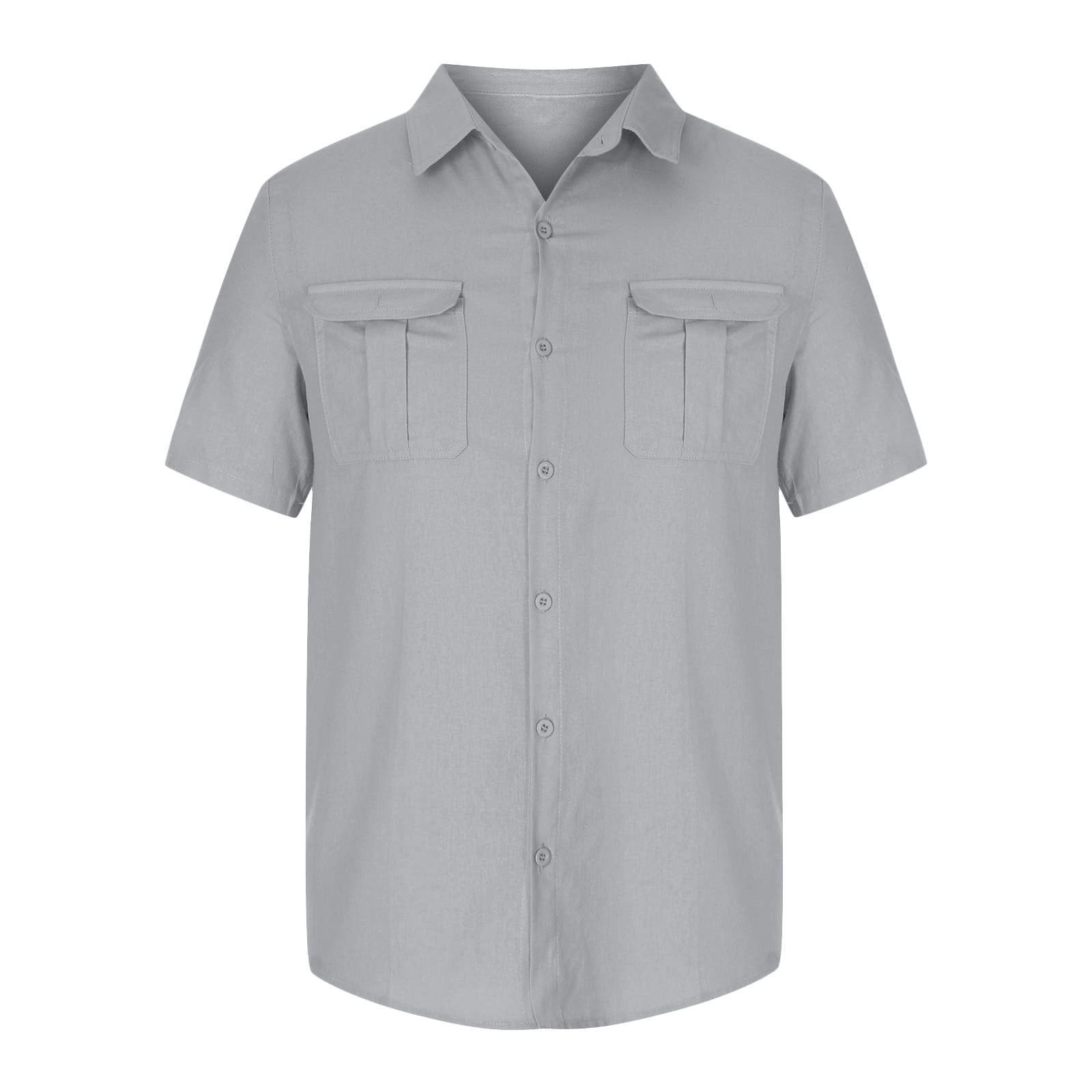 Mens Short Sleeve Classic Shirts Fishing Casual Regular-Fit Button