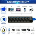 thumbnail image 2 of KANCOKIT 7 Port USB 3.0 Hub On/Off Switch High Speed Splitter AC Adapter Cable PC Laptop, 2 of 12