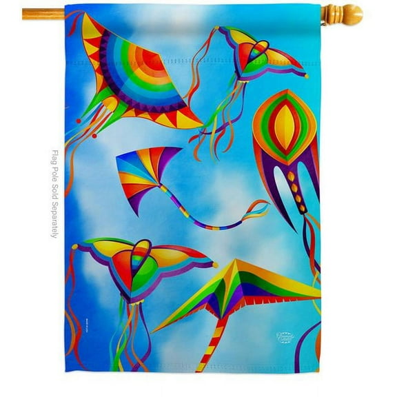 Ornament Collection H192538-BO Kite in Sky Summertime Fun & Sun 28 x 40 in. Double-Sided Decorative Vertical House Flags for Decoration Banner Garden Yard Gift