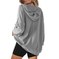 thumbnail image 4 of VISALY Hoodie Oversized Sweaters Knitted Sweaters Ribbed Tops Solid Color Long Sleeved Casual Sweater Loose V Neck Tunic Tops with Pockets Warm Hoodies Sweater Jacket Sweater Jacket Women Grey Xl, 4 of 4