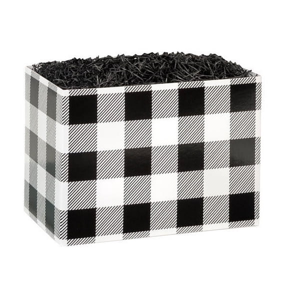 6 PK, Buffalo Plaid Black Basket Boxes, Large 10.25 x 6 x 7.5" For Party, Holiday & Event Decor