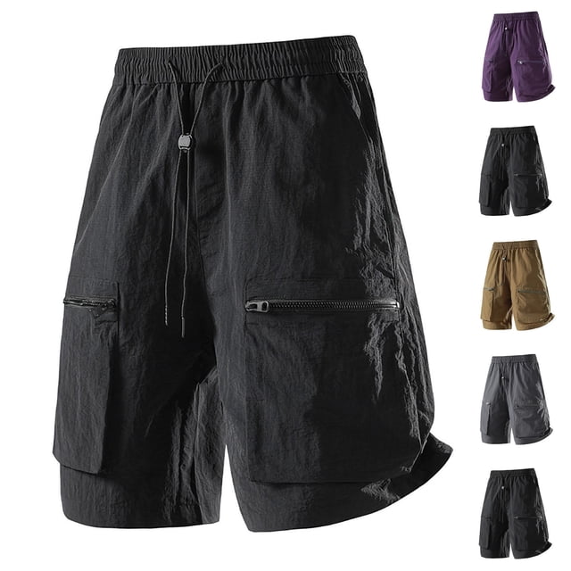 Sentmoon Mens Athletic Shorts Mens Workwear Shorts Solid Color Elastic Waist Drawstring Pocket Design Casual Sport Utility Short Pants Lightweight Breathable for Outdoor and Daily Wear S-5XL