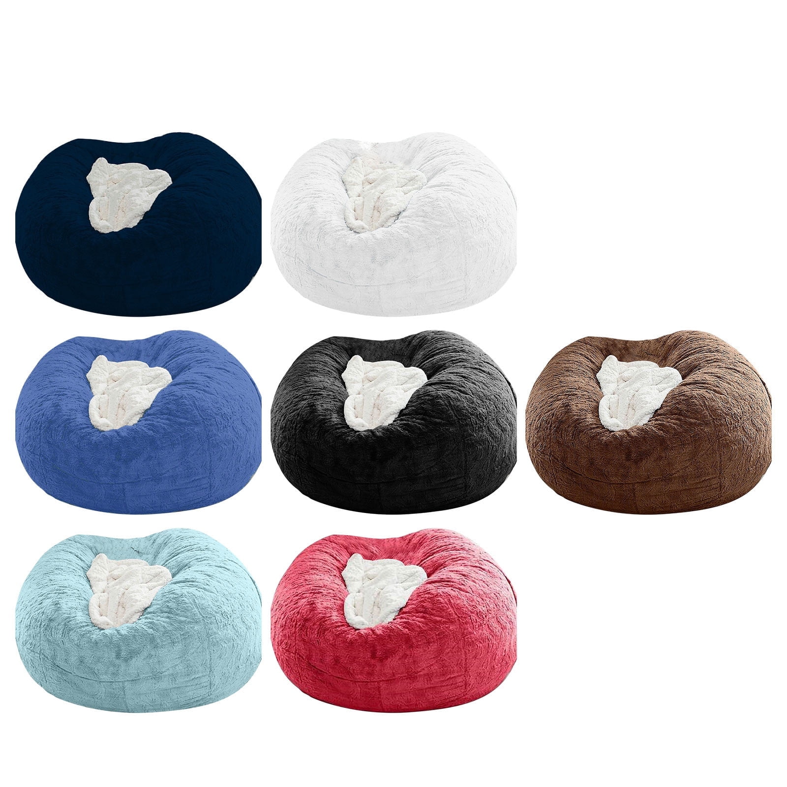 RBCKVXZ 4FT Giant Cotton Beans Bag Chair Cover, Ultra Soft Beans Bag Bed for Adults, Kids (No Filler) Big Round Soft Fluffys Velvet Beans Bag Lazy Sofa Bed Cover, Machine Washable, Black