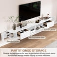 thumbnail image 5 of Solid Wood Modern Floating TV Stand with LED Lighting | Wall-Mounted Entertainment Console with Flip-Top Doors | TV Bench for Living Room & Office (White, 70.8''), 5 of 11