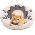 thumbnail image 3 of Woolygon Premium Felt Cat Cave Bed  Wool Kitty Beds Handcrafted Kitten Caves Bed for Indoor Cats - Made from 100% Eco-Friendly Merino Wool, Foldable Cat Hidewawy Covered Cat House Pod Flower Collar, 3 of 5