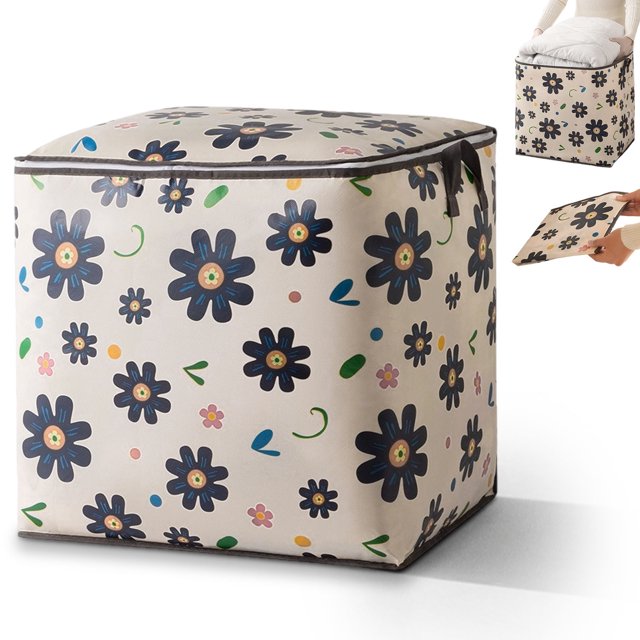 Bolsas de almacenamiento de gran capacidad para mantas y edredones: tela gruesa, asa reforzada, cremallera resistente, organizador plegable para el hogar