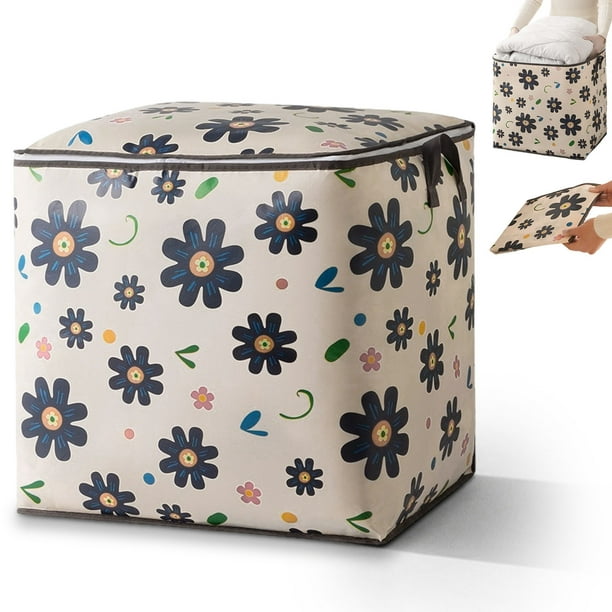 Bolsa grande para almacenamiento de ropa con asa reforzada, tejido grueso, plegable, con cremallera resistente