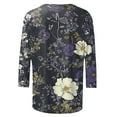 thumbnail image 6 of Jsaierl Womens Tops 3/4 Sleeve Shirts Round Neck Loose Casual Blouses Floral Print Tshirts, 6 of 6