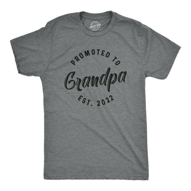 Mens Promoted To Grandpa 2022 Tshirt Funny New Baby Family Graphic Tee  (Dark Heather Grey) - S