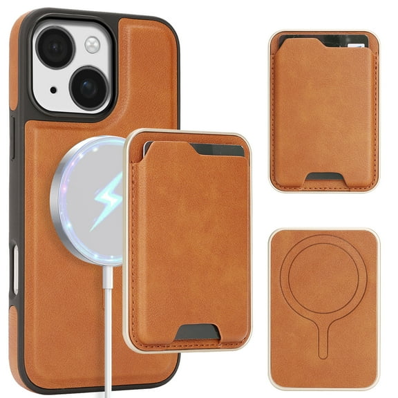 For iPhone 13 Case with Credit Card Holder,for iPhone 13 Premium Leather Phone Case Removable Wallet Compatible with MagSafe,Wallet Detachable 2-in-1 Women Men,Brown
