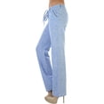 thumbnail image 3 of ToBeInStyle Women's Cozy Linen-Cotton Blend Heather Dye Pants - Blue - Small, 3 of 7