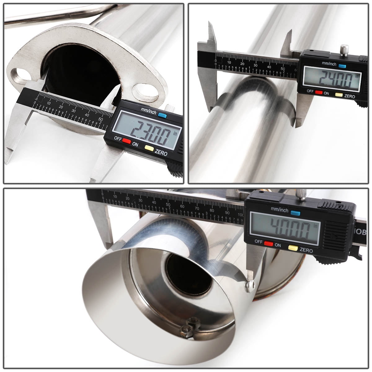 DNA Motoring For 03-06 Honda Accord 2DR 4CYL 4" Muffler Tip Stainless Steel Exhaust Catback System