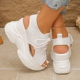 thumbnail image 4 of Rokment Womens Platform Wedge Athletic Mesh Walking Nursing Sandals 2026 Comfortable Knit Lace up Open Toe Chunky High Heels Slip on Summer Shoes White Size 7.5, 4 of 6