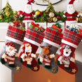 thumbnail image 1 of Juego de 4 medias navideñas personalizadas con cuadros de arpillera, medias navideñas familiares de 18 pulgadas, medias navideñas de felpa 3D con presillas para colgar para decoraciones, 1 of 5