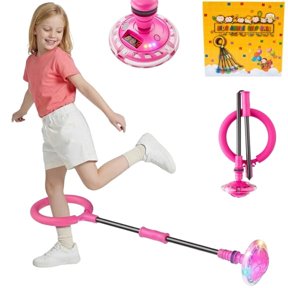 2025 Upgraded Skip Ball Toy with LED Counter, Foldable Ankle Skip Ball for Girls Ages 6-10, Outdoor Fitness Jump Toy with Flashing Lights
