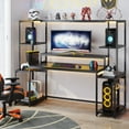 Tribesigns 70 inch Ergonomic Gaming Computer Desk with Hutch, Shelf, and Storage Monitor Stand