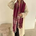 thumbnail image 2 of Bibifish Womens Scarf Trendy Plaid Pattern Soft Warm Fuzzy Scarf With Fringes Comfy Ladies Winter Daily Wear Trendy Chunky Knit Scarf, 2 of 4