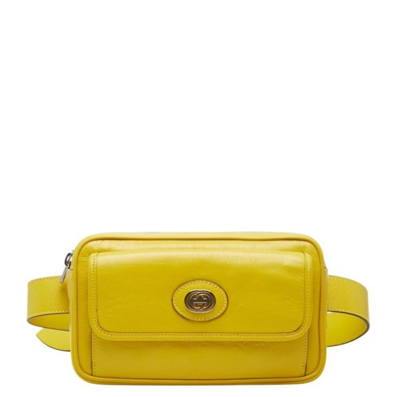 Pre-Owned Gucci Interlocking G Waist Bag Belt 598080 Yellow Leather Women's GUCCI