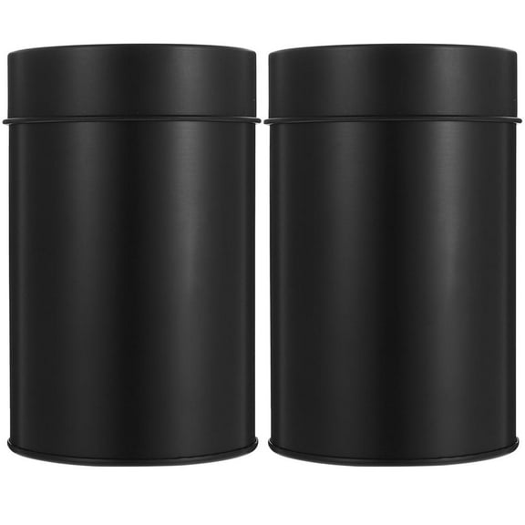 ELAYARD Set of 2 Airtight Tinplate Canisters Black Compact Kitchen Storage Containers