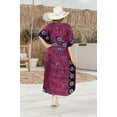 thumbnail image 3 of HAPPY BAY Women's Summer Loose Caftan Long Boho Sleepwear Loungewear Dashiki House Dress for Women 2X-3X Hot Pink_AC226, 3 of 4
