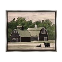 Stupell Stable Barn Country Rural Cattle Landscape Painting Gray Floater Framed Art Print Wall Art