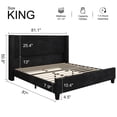 thumbnail image 2 of Papajet King Size Upholstered Platform Bed Frame, Wingback Bed with 50.8" Headboard, Corduroy Black, 2 of 7