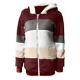 thumbnail image 6 of larppty Fleece Jackets for Women Fashion Color Block Cardigan Coats Warm Outerwear Fall Fashion Warm Clothes (Wine, M), 6 of 6