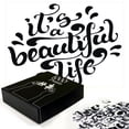 thumbnail image 2 of Ambesonne Inspirational Jigsaw Puzzle Durable Cardboard, Positive Life, 1000 pcs, Black and White, 2 of 5