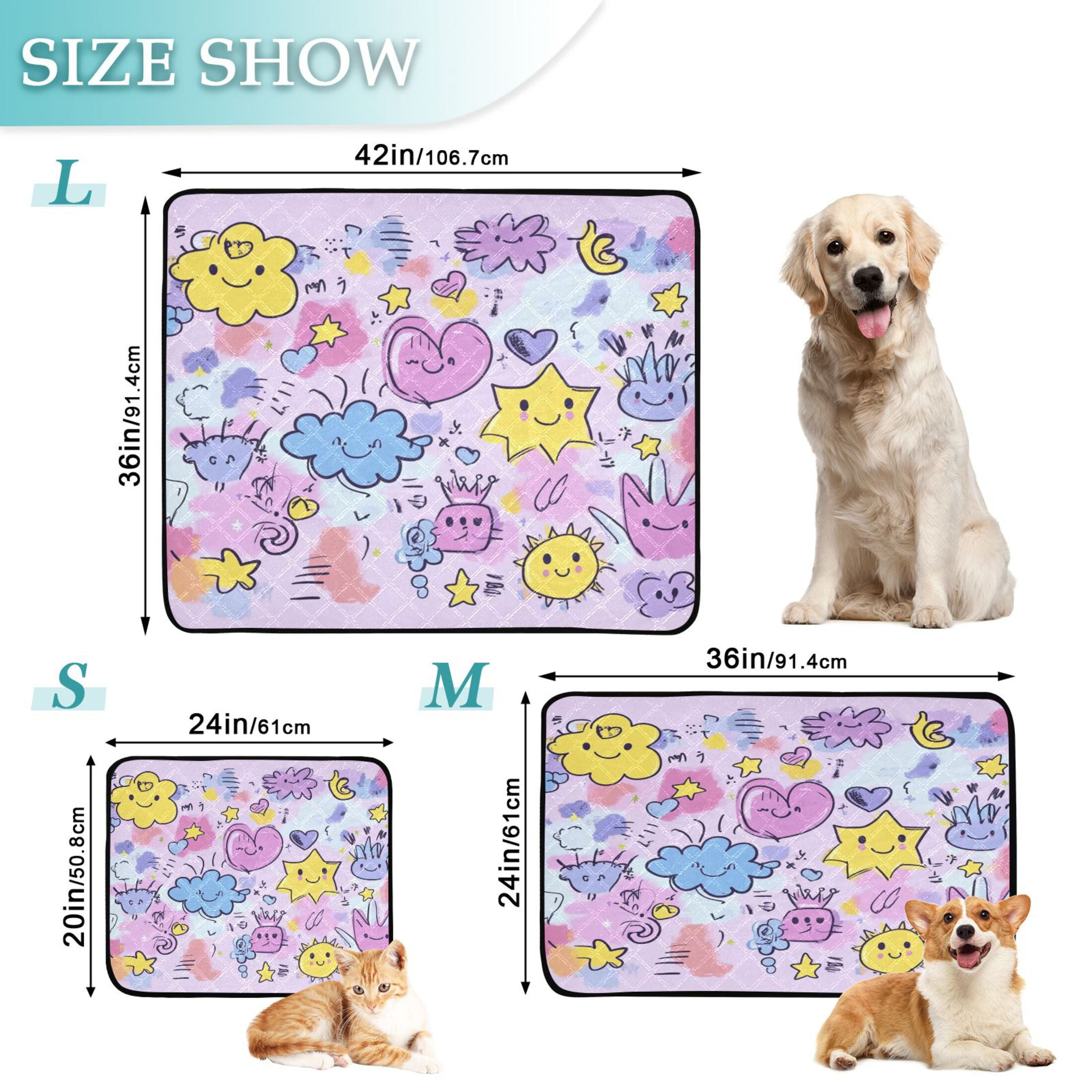 Qxltty Graffiti Elements Pattern Cat litter Pads Pet Set of 2 Diaper Mats Center Anti-leakage Layer Absorbent Soft and Comfortable