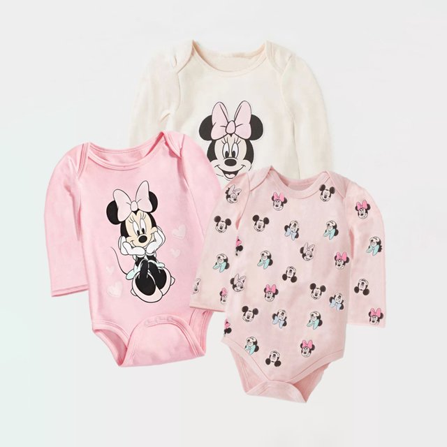 Mono de verano de 3 piezas para recién nacido, mono de dibujos animados de Minnie y Mickey para niños y niñas, disfraz infantil de manga corta