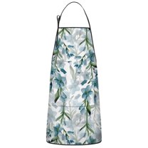 Pioneer Flower Floral Print Pattern Apron-Garden Aprons for Women with Pockets-Cotton Linen Waterproof Kitchen Cooking Gardening Aprons Adjustable for Kitchen,Cooking,BBQ and Salon 33x27 Inch