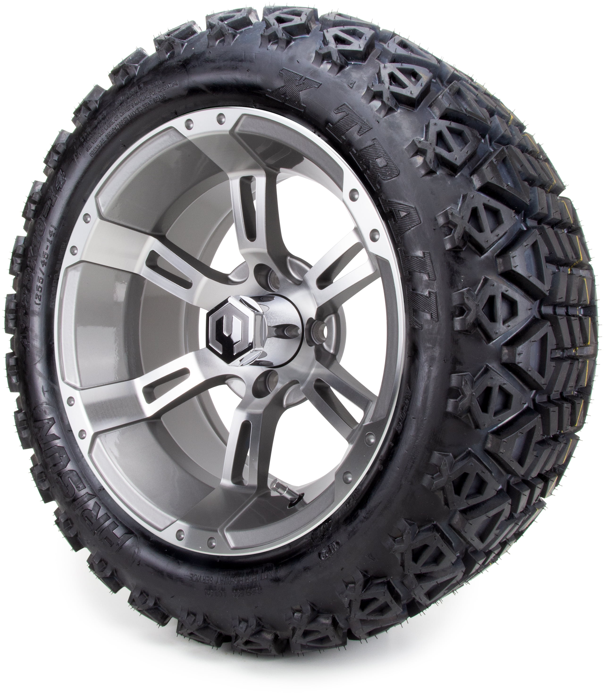 14" MODZ® Ambush Gunmetal Golf Cart Wheels and All Terrain Tires Combo