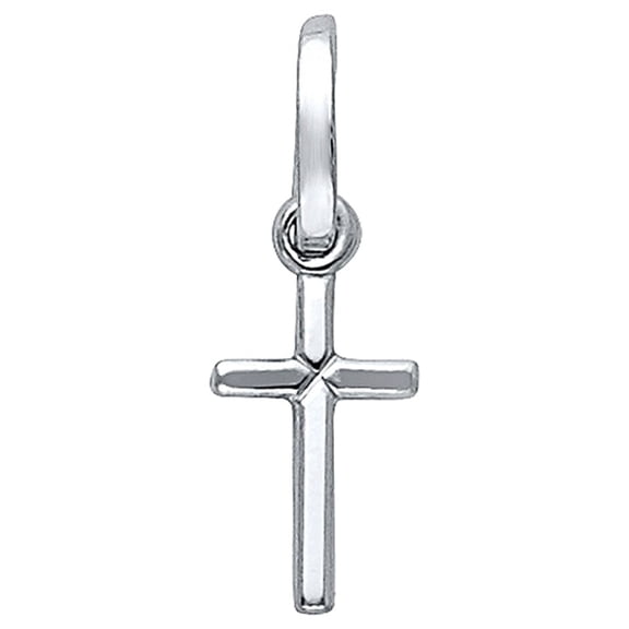 14KW Cross Religious Pendant | White Gold Charm Pendant for Necklace Chain | Jewelry Gift for Men Women | 13 x 8 MM | 0.5 grams